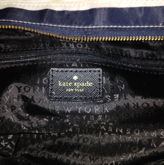 Kate Spade New York Black and White Striped Nylon Tote Shoulder Bag, - Picture 9 of 15